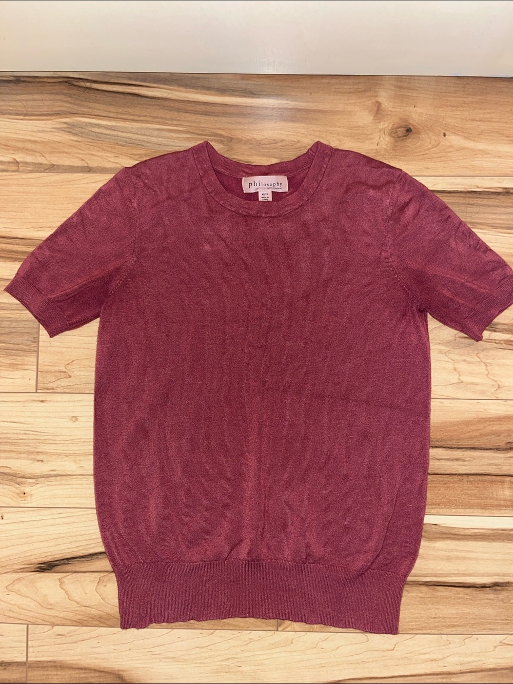 Philosophy Short-Sleeve Crewneck Top in Raspberry
